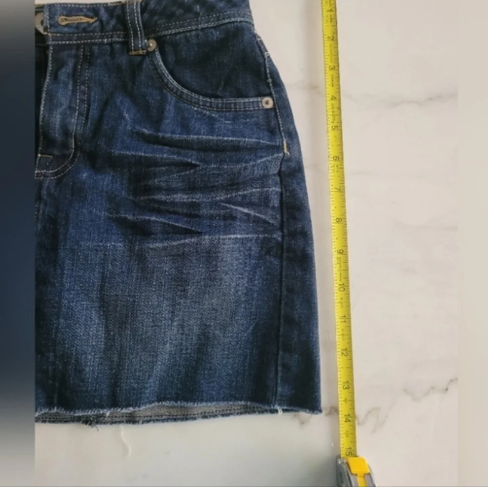 Justice Blue Denim Raw Edge Distressed Mini Skirt Size 12 Regular Girls